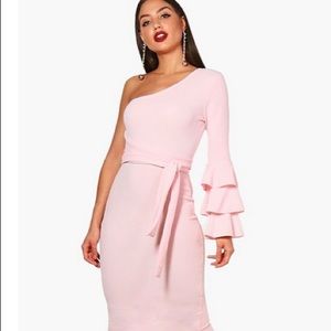 Frill Pink one shoulder dress
